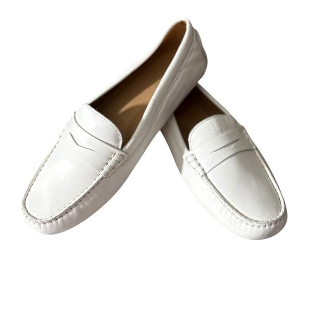 Flag Ltd Womens White leather driving mocs New without tags, sz 9